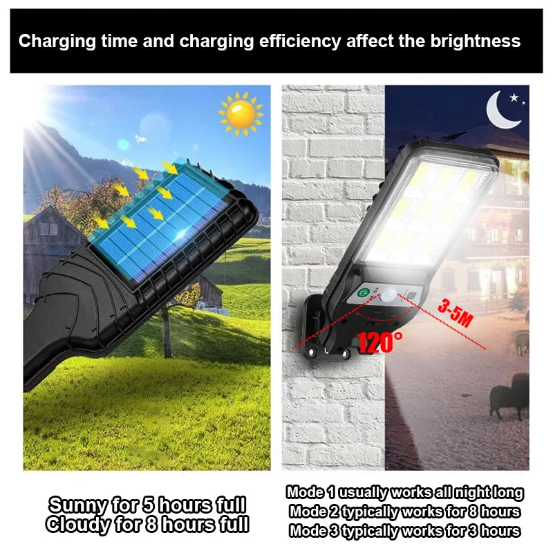 600W 344LED Outdoor Solar Led Lights 3 Modes Motion Sensor Solar Flood Lights Waterproof Security Lights Exterior Solar Lamp