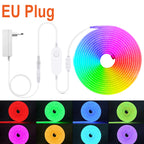 DC12V 1M 2M 3M 4M 5M RGB Neon LED Strip Ligts with Zigbee 3.0 Smart Wifi Controller Tuya Switch Home Decoration Silica Gel -EU