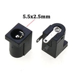 Cltgxdd 10/20/50/100pcs DC Power Jack Female Socket Connector DC005 5.5*2.1mm 5.5x2.5mm 3Pin Right Angle PCB Mount Terminal