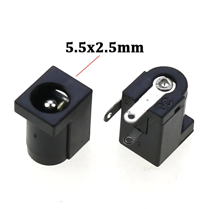 Cltgxdd 10/20/50/100pcs DC Power Jack Female Socket Connector DC005 5.5*2.1mm 5.5x2.5mm 3Pin Right Angle PCB Mount Terminal