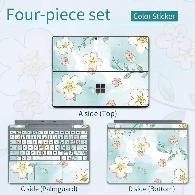 Color Printing Pattern Sticker  For Microsoft Surface Pro 7/6/5/4/3 9/8X Go 2 Back Cover Body Decal Skin Protector keyboard 10