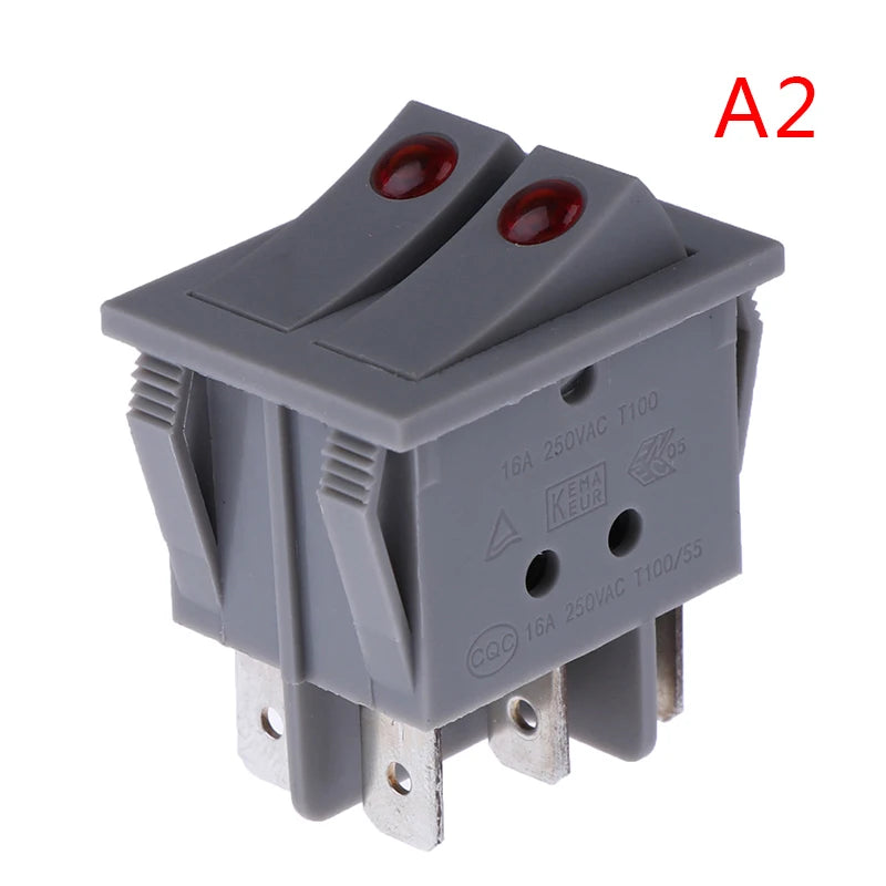 RK1-23 Oil Heater Switch ON/OFF  Rocker Switch 250V/16A With Double Buttons 1Pcs