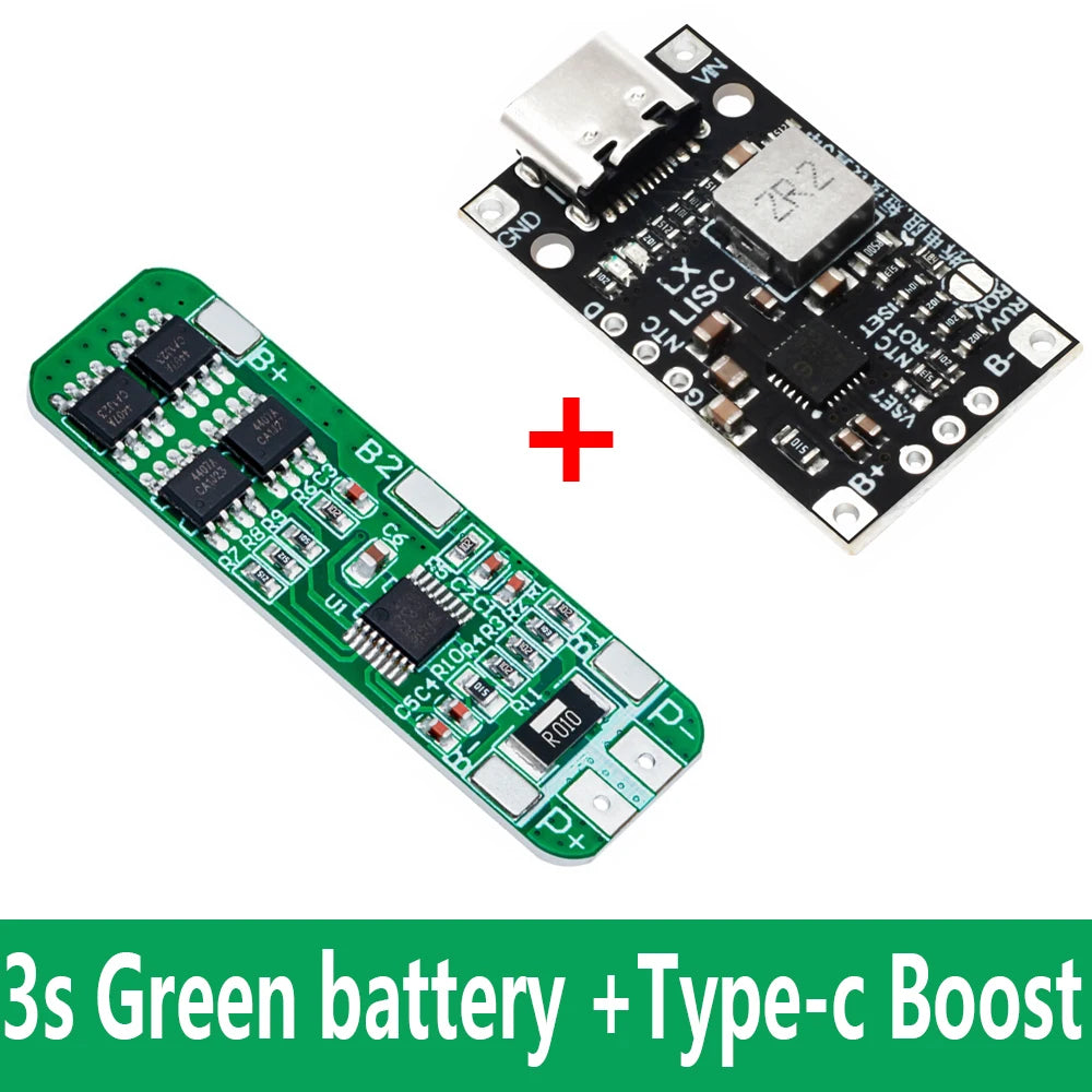 Lithium Battery Charging Boost Module with Balanced Support, Fast Charge with Indicator, 2S, 3S, Type-C BMS, 15W, 8.4V, 12.6V,