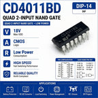 (10 pcs) CD4011BE DIP-14/CD4011BM SOP-14 CD4011 NAND Gate Quad 2-Input CMOS 3V-18V