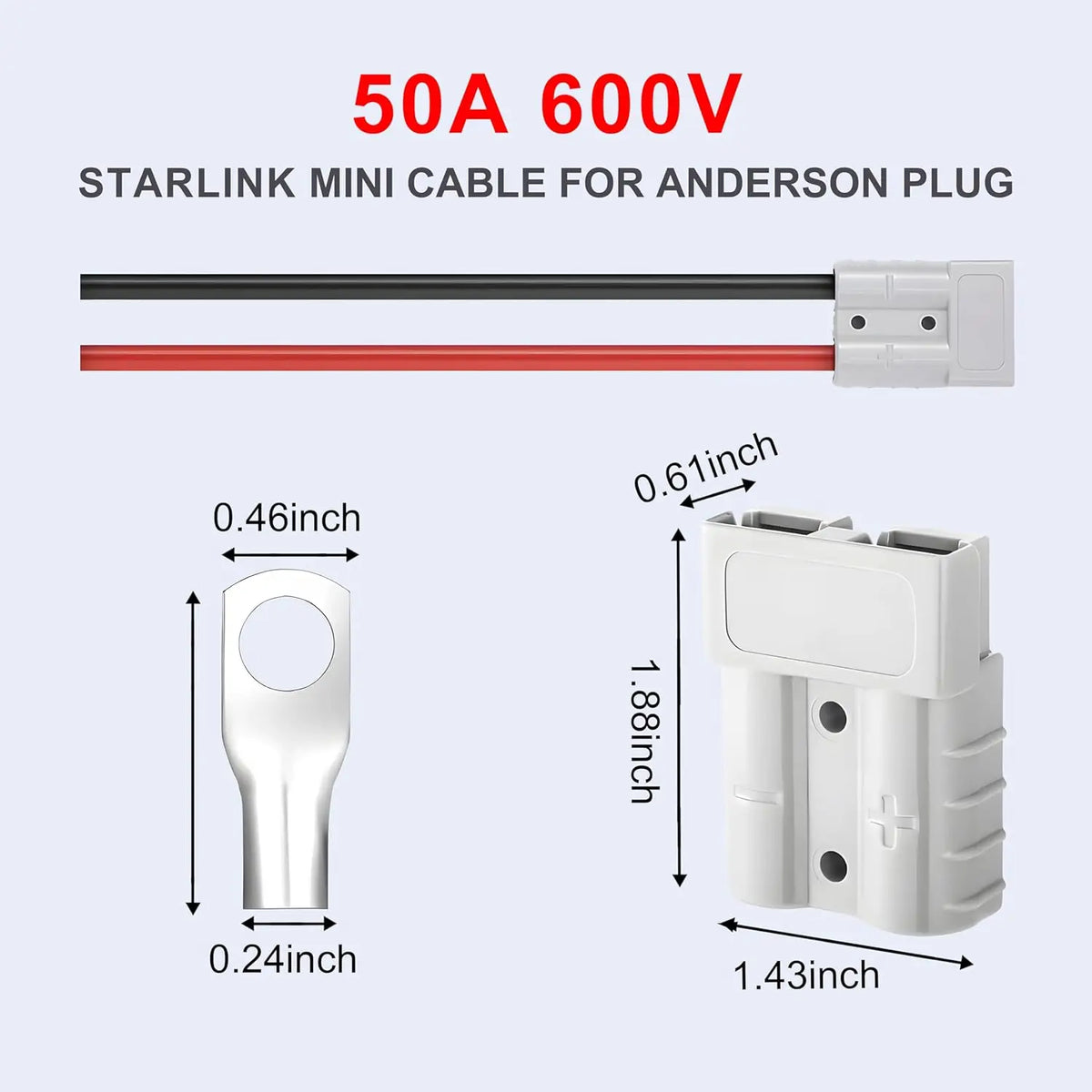 EDUP SK0141 2M/5M Starlink Mini Power Cable Anderson Connector 50A 600V Waterproof for RV Solar Off‑Grid System