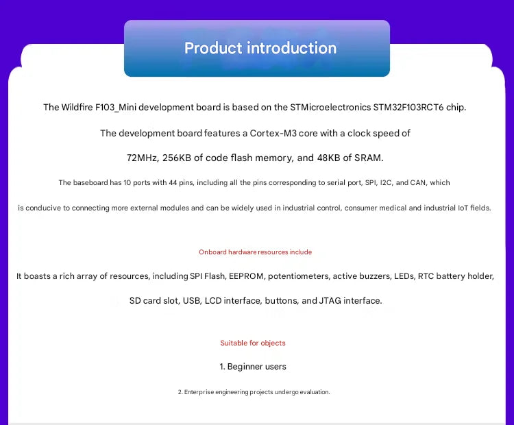 STM32 Development Board STM32F103 Development Board F103RCT6 Microcontroller ARM Embedded Development Board