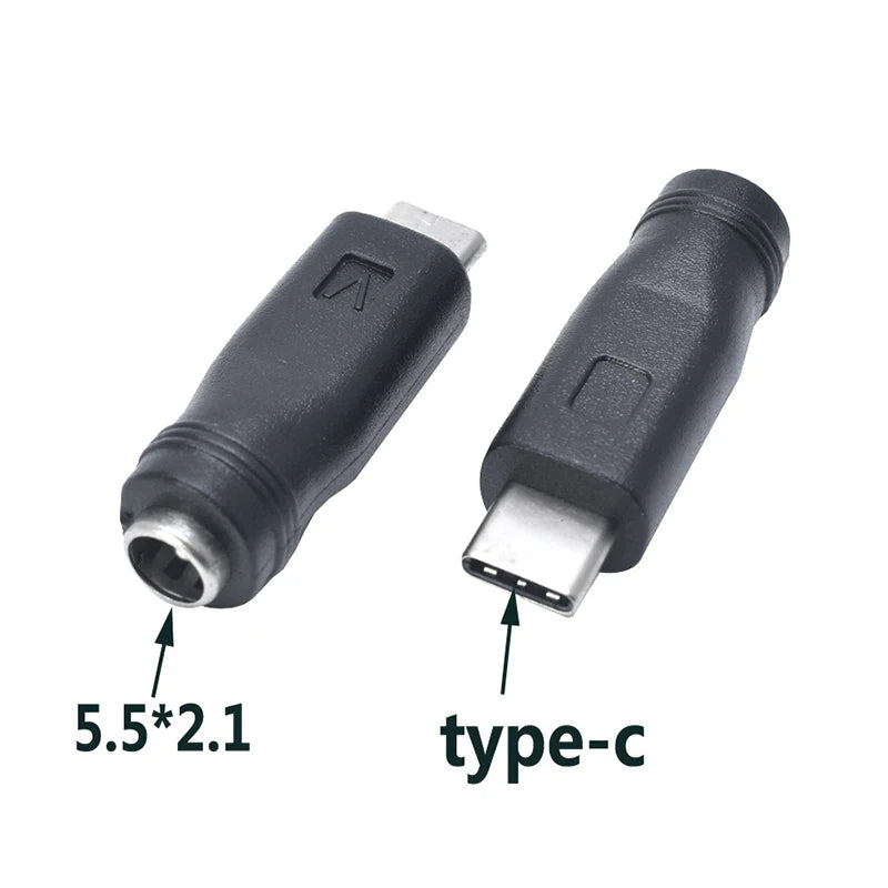1/2pc DC Power Adapter Converter 5.5x2.1mm Female Jack To USB Type C Male Connector