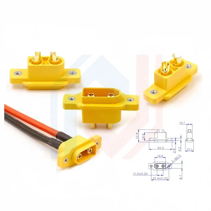 XT90NE-M with Fixed Base Male/Female Plug Charging Port XT90 Electric Vehicle Lithium Battery ESC Model Aircraft Connector