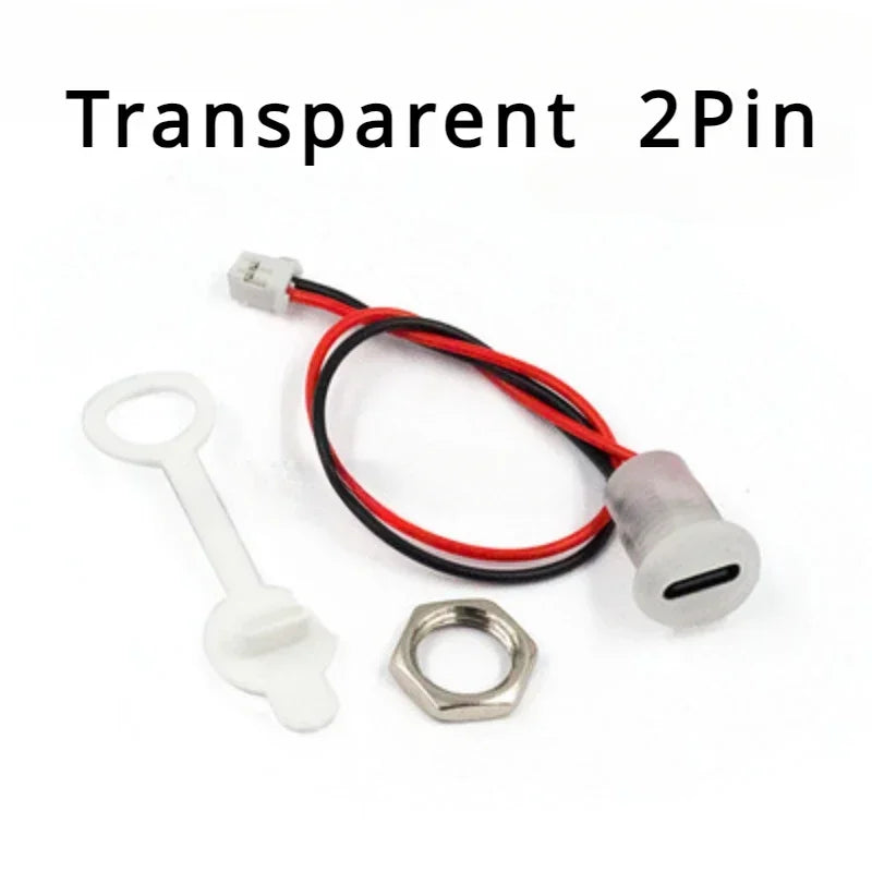 5PCS 2Pin - 6Pin USB-C Connector Type-C Waterproof with PH 2.0 Nut Locking Panel Mounting TPC Waterproof Fast Charging Jack Por