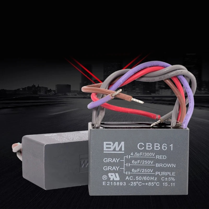 Ceiling Fan Capacitor CBB61 4.5+6+5UF 4.5+6+6UF 5+5+5UF 4+4+2.5UF 4+5+6UF 5 Wire 250V 50/60Hz Motor Running Capacitor