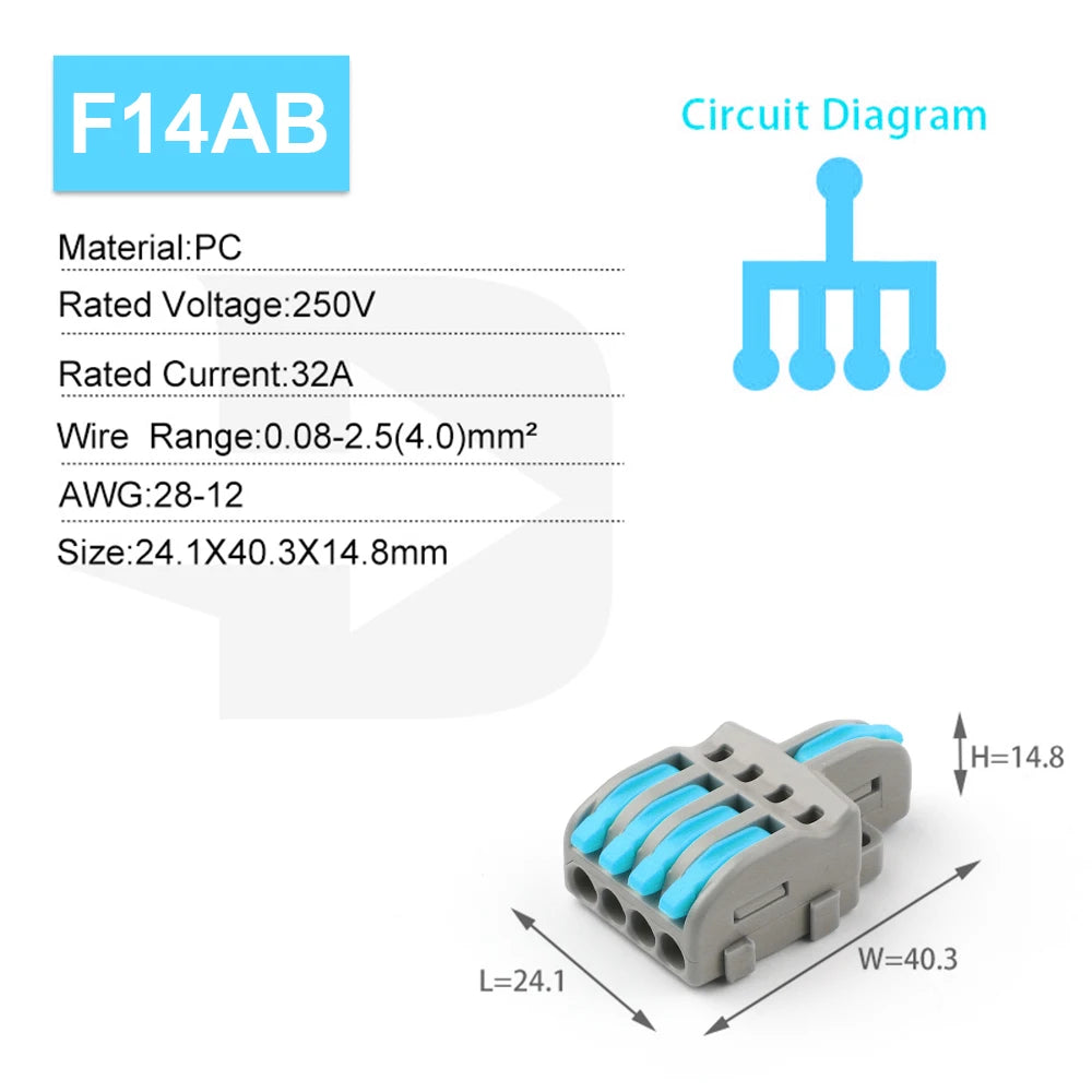 10/100PCS Electrical Cable Connector 1 in Multiple out Quick Wire Terminal Block 2/3/4/5Pin Push in Lever Connectors 0.08-4.0mm2