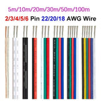 18 20 22 AWG LED Strip Wire 2/3/4/5/6pin 5V 12V Extension Electric Cable For WS2812B 5050 RGB RGBWW LED Lights Car Speakers Auto