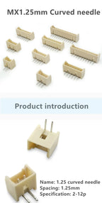 50pcs Micro JST MX1.25 Straight needle/curved needle Connector 2Pin~12Pin Male Pin Header Right Angle 90°/180° 1.25mm Pitch
