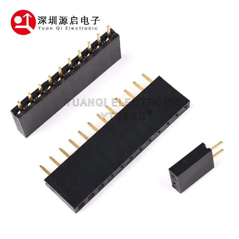 2.54mm Single Row Straight Female Pin Header 0.1" PCB Socket Board Connector Pinheader 2/3/4/5/6/7/8/9/10/32-40Pin For Arduino