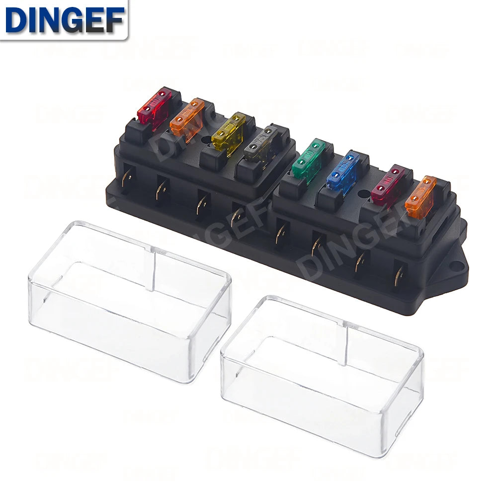 4/6/8/12 Way Car Fuse Box Car Fuse Holder Car Truck Auto Blade Fuse Box with 4/6/8/12 Fuses for 12V 24V ATO Standard Circuit