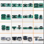 2pcs Micro Mini USB Type C USB 2.0 3.0 Male Female PCB Connector 90 Degree with Pin Header Data Charging Cable Jack Test Board