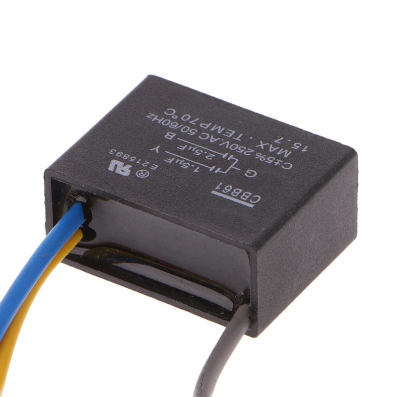 Black CBB61 1.5uF+2.5uF 3 Wires 250V 50/60Hz Capacitor For Ceiling Fan
