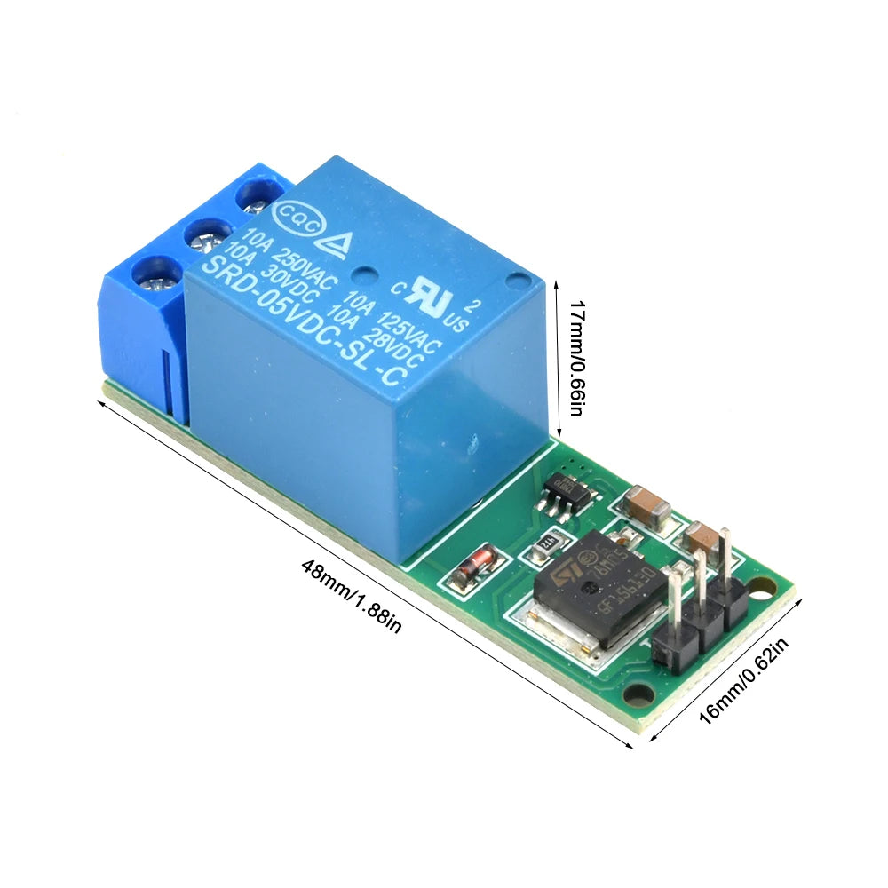 DC 6V 9V 12V 24V Flip-Flop Latch Relay Module 1 Channel Bistable Self-locking Switch Low Pulse Trigger Board for Arduino