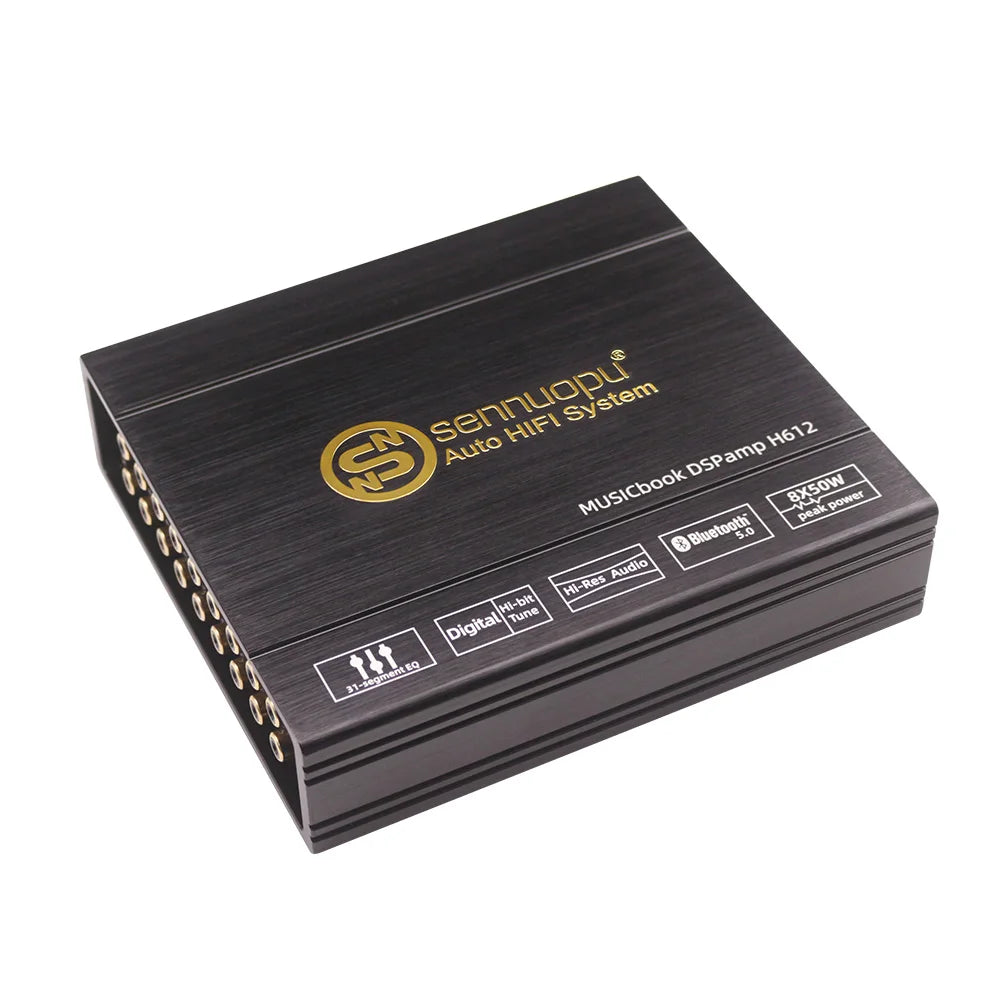 Sennuopu 12 Channels Digital Sound Processors DSP 8 Channels 50 Watts RMS Power Audio Amplifier with Bluetooth Player H612