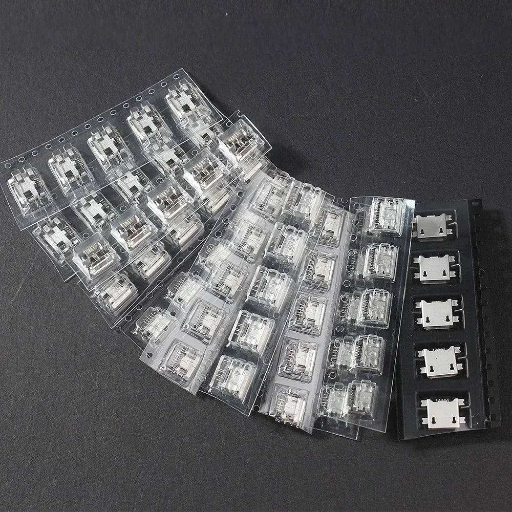 60pcs/240pcs Micro USB Connector Kit 12/24 Models USB Port/Tail Plug for MP3/4/5 DIY SMD DIP Socket Set USB Connectors Set