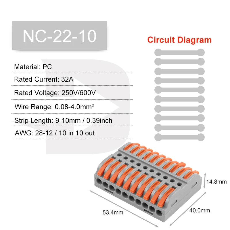 Quick Press Type Electrical Wire Connector Push-in Lever 2-12 Pin Compact Wiring Terminal Universal Splitter Cable Connectors