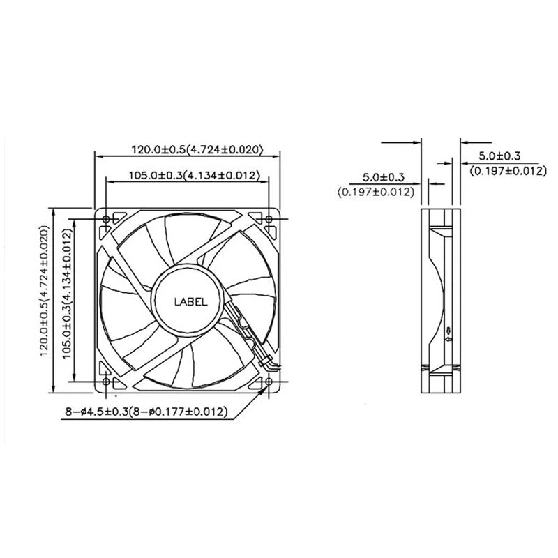 120mm Axial Flow Cooling Fan 2-Pin DC5V/12V/24V Compatible with ACP12025 Power Frequency Converter for Chassis