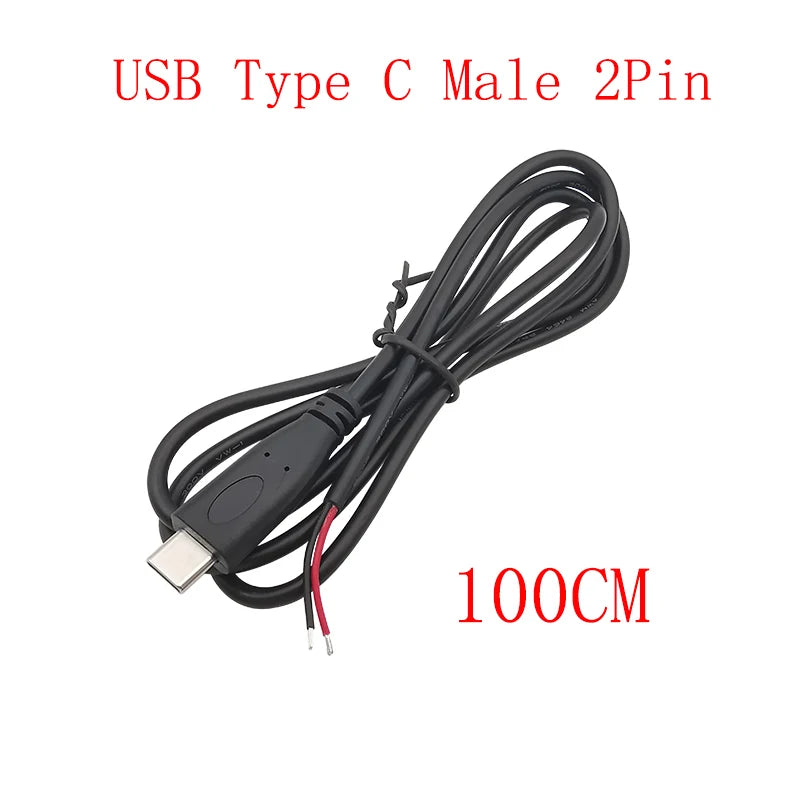 USB Type C Power Supply Cable 2/4 Pin Male Female Socket Type-C Plug Connector Adapter For Data Charging Cables Wires Repair DIY