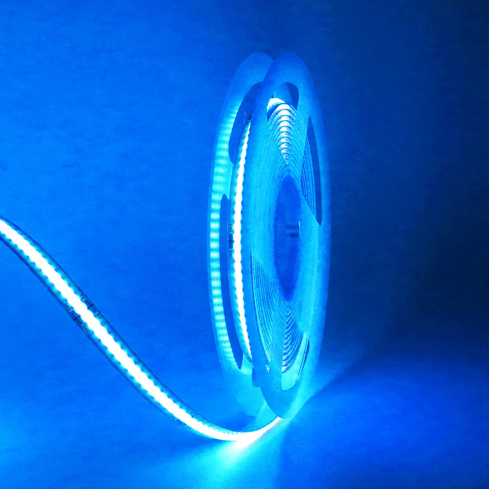 3mm 5mm PCB Battery Power COB LED Strip Light 5V Warm Natural White Blue Red Green Pink Tape 320LEDs 8mm High Density Flex Lamp