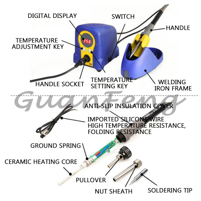 FX‑888D Digital Display Soldering Station Kit, 936 Upgraded Constant‑Temperature Electric Soldering Iron