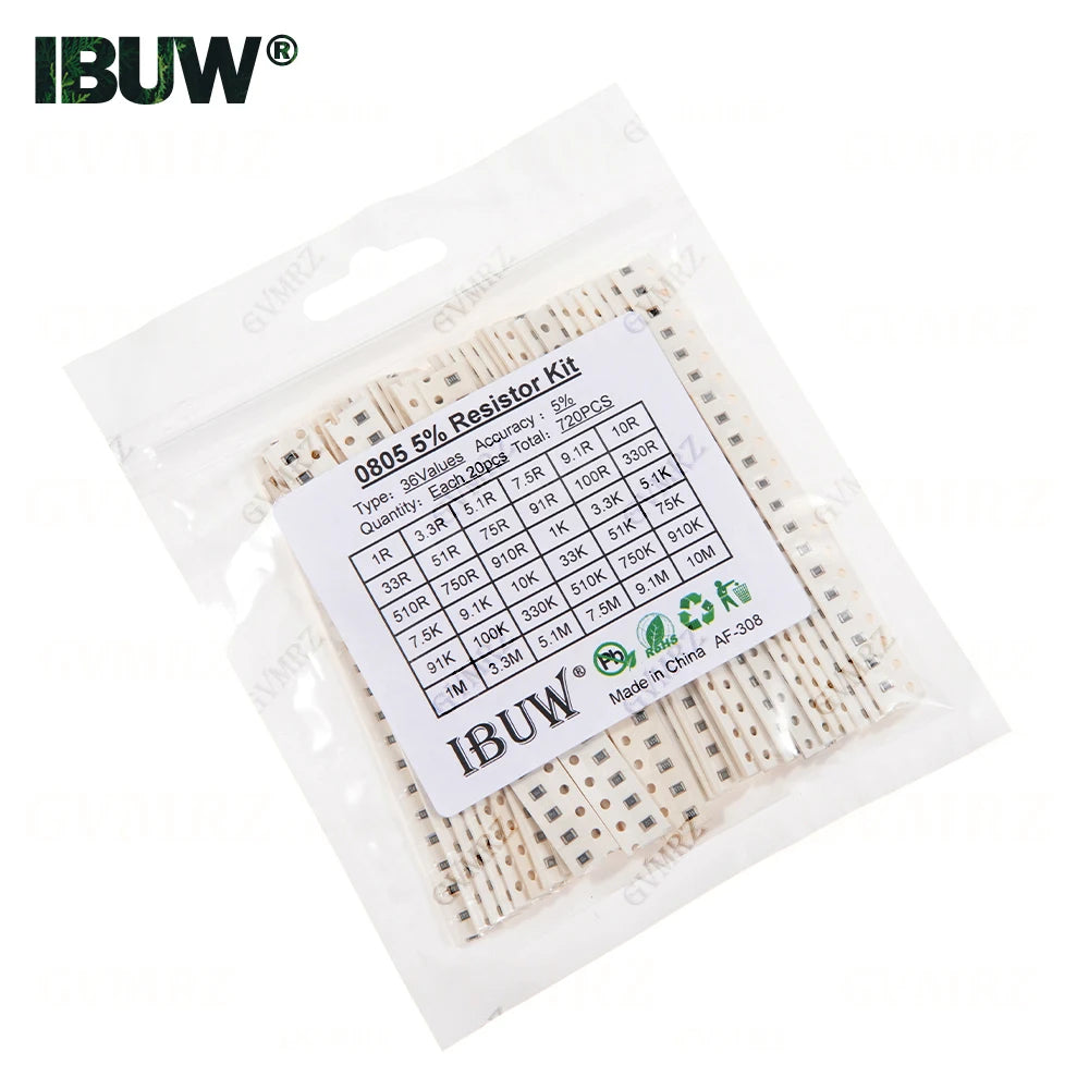 0201 0402 0603 0805 1206 1% 5% SMD Resistor Assorted Kit 1R-1M 10K 100K 1K 100R Resistance Set DIY