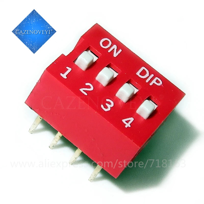 10pcs/lot Slide  Switch  1 2 3 4 5 6 7 8 9 10 12 Bit 2.54mm Position Way DIP Red Pitch Toggle Switch Red Snap Switch