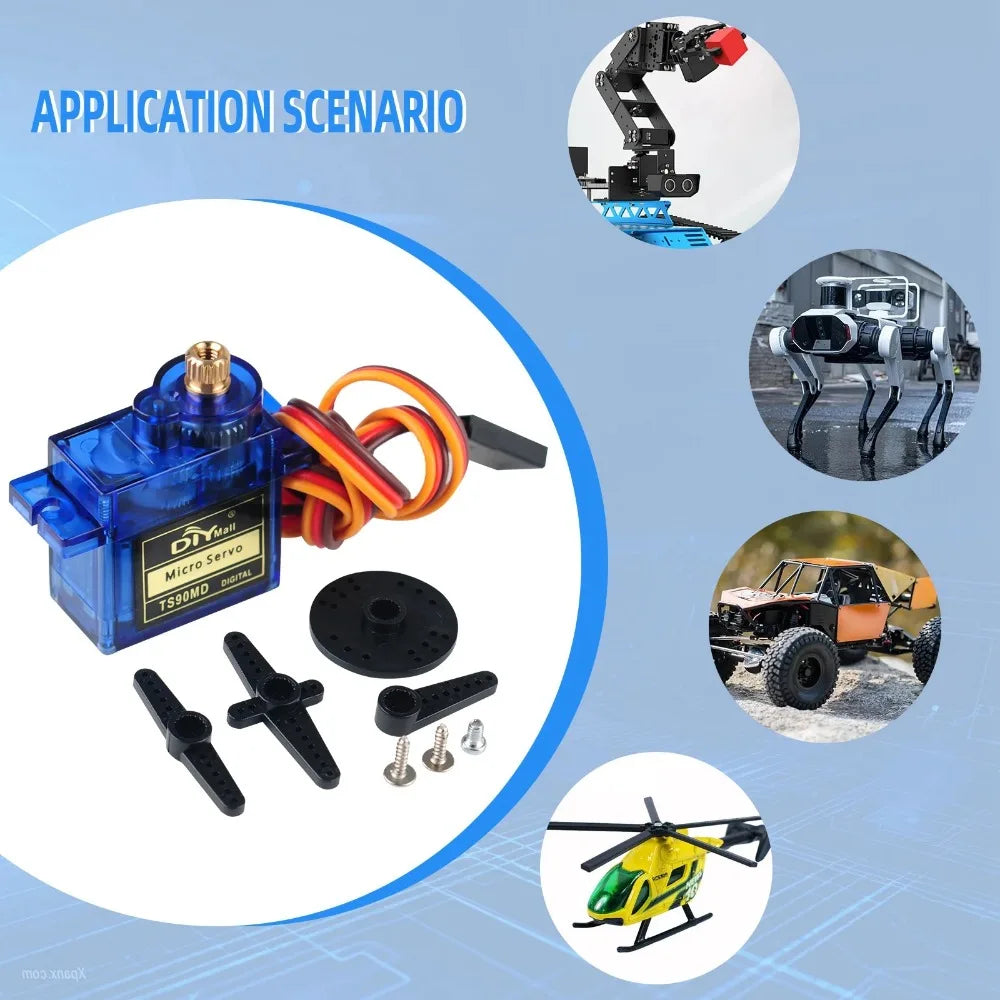 TS90MD 9g Micro Servo Motor Metal Gear Simulation Steering Gear 90/180/270/360 Degree Mini Servo for RC Planes