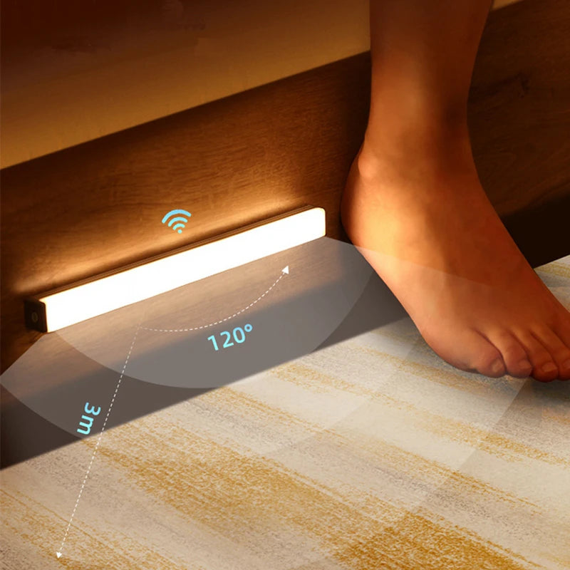 Motion Sensor Light Night Light USB Rechargeable Lamp Cabinet Wardrobe Lamp Staircase Backlight For Kitchen 3colors in one Lamp