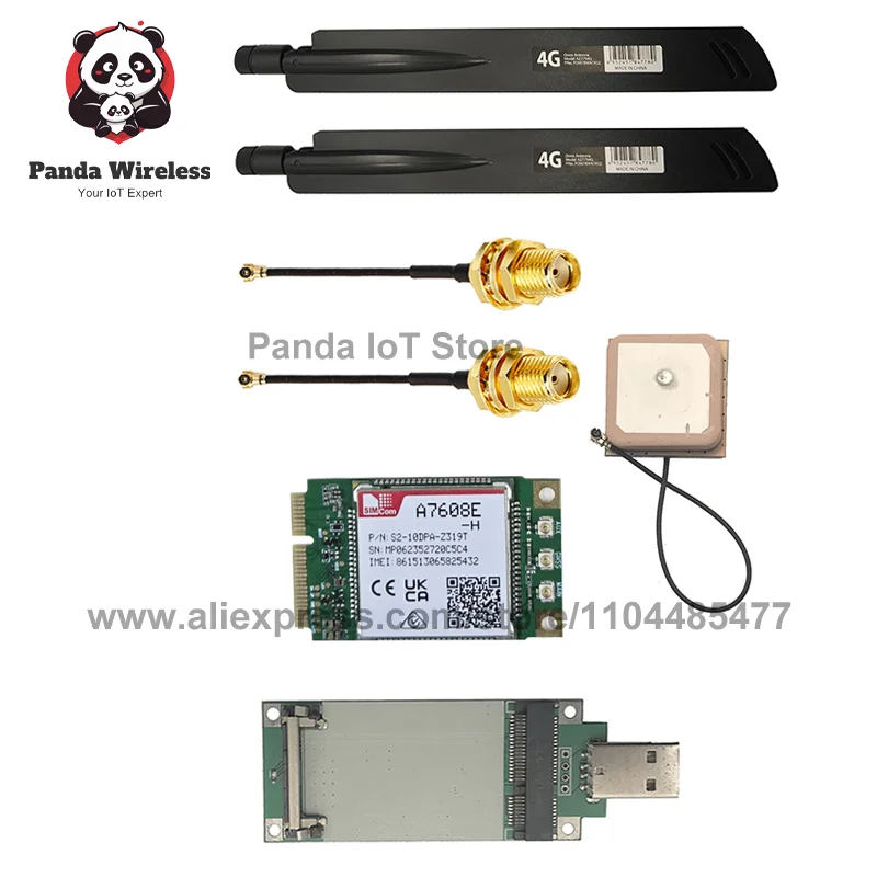 1pcs SIMCOM CAT4 4G LTE-module A7608E-H PCIE Support GPS Replace SIM5320E SIM5360E series SIM7600E with Antennas adapter pigtail