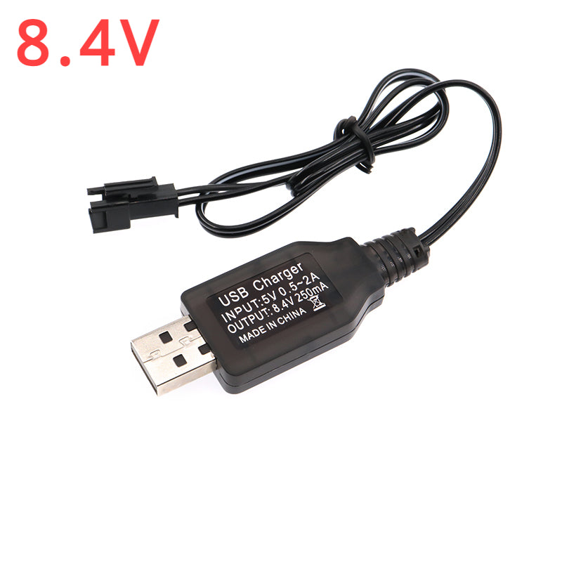 5V to 3.7/4.8/6/7.2/8.4/9.6V250mA Battery USB Power Charger Cable SM 2P Forward Plug for Remote Control Boat Car USB Charger Toy