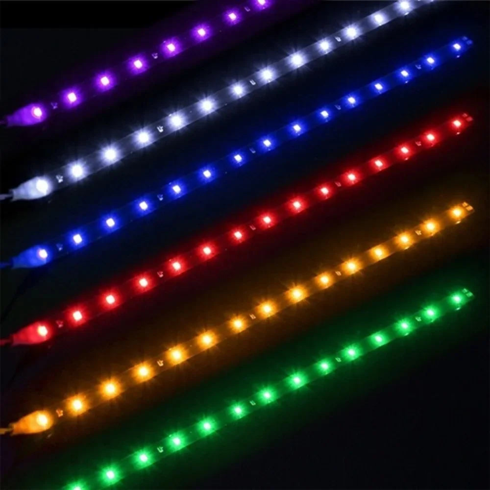 2 PCS LED strip SMD3528 Waterproof Flexible 30CM Red Green Blue White Warm white Super bright car Styling decor stickers lamp