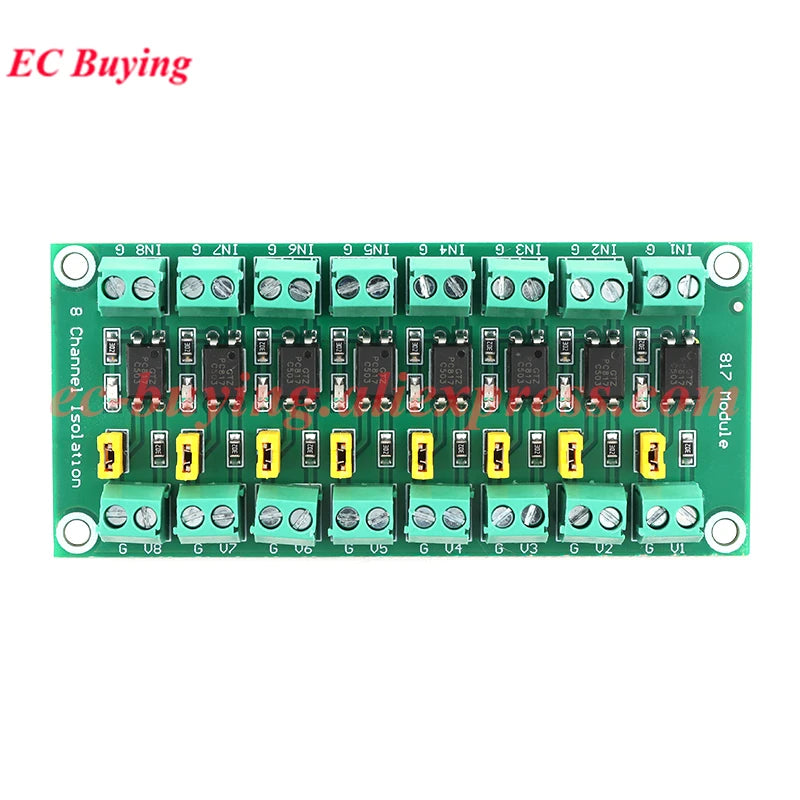EL817 PC817 1 2 4 8 Way Channel Optocoupler Isolation Module PLC 3V-5V 12V 24V Photoelectric Isolator Optical Coupler Board