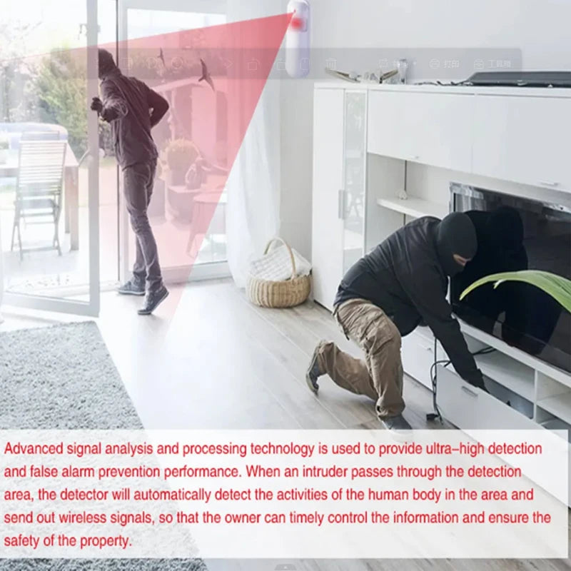Wireless Infrared Motion Detector 433MHz EV1527 for Home Alarm System PIR Motion Sensor Detector， Home Wireless Motion Sensor