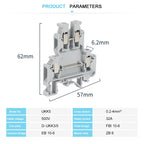 10Pcs UKK/UKKB 5 Double-Level Terminal Block 2 Layer 0.2 - 4 mm² Plug Wire Electrical Screw Connector DIN Rail Termin UKK5 UKKB5