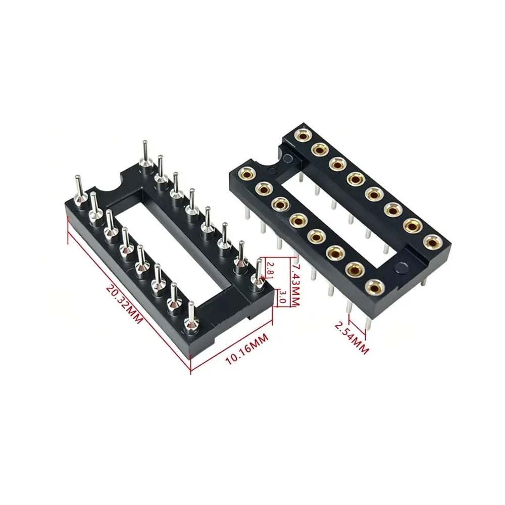 5PCS DIP-8 DIP14 DIP16 DIP18 DIP20 DIP24 DIP28 DIP32 DIP40 PIN Round IC SOCKET  Round Hole DIP IC Sockets Adaptor Solder Type