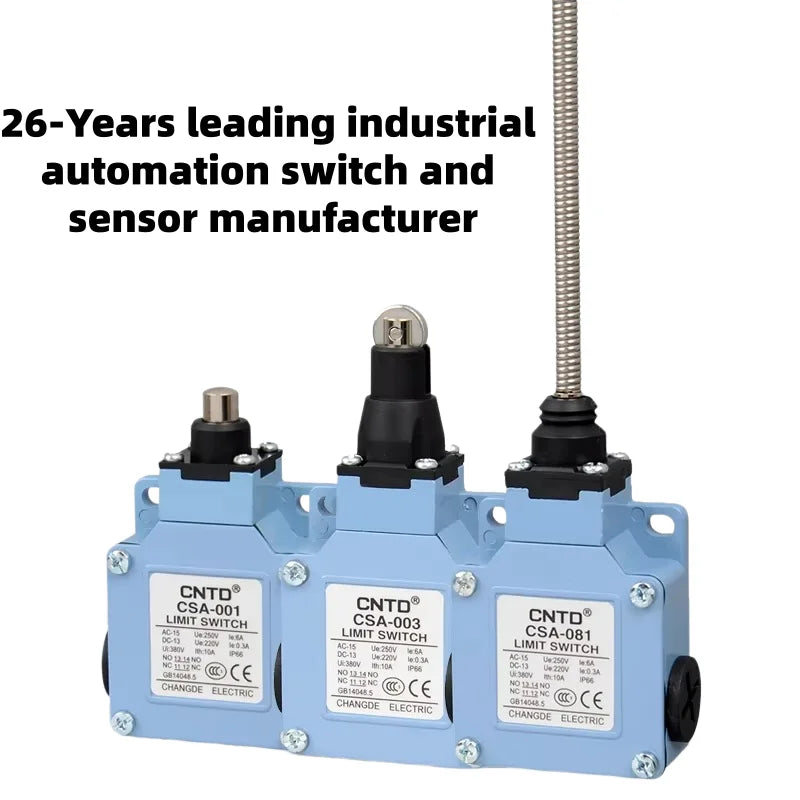 Limit Switch CNTD CSA‑031M Adjustable Metal Roller Lever IP66 10A 250VAC 1NO1NC Aluminum Housing Travel Switch for Industrial Ma