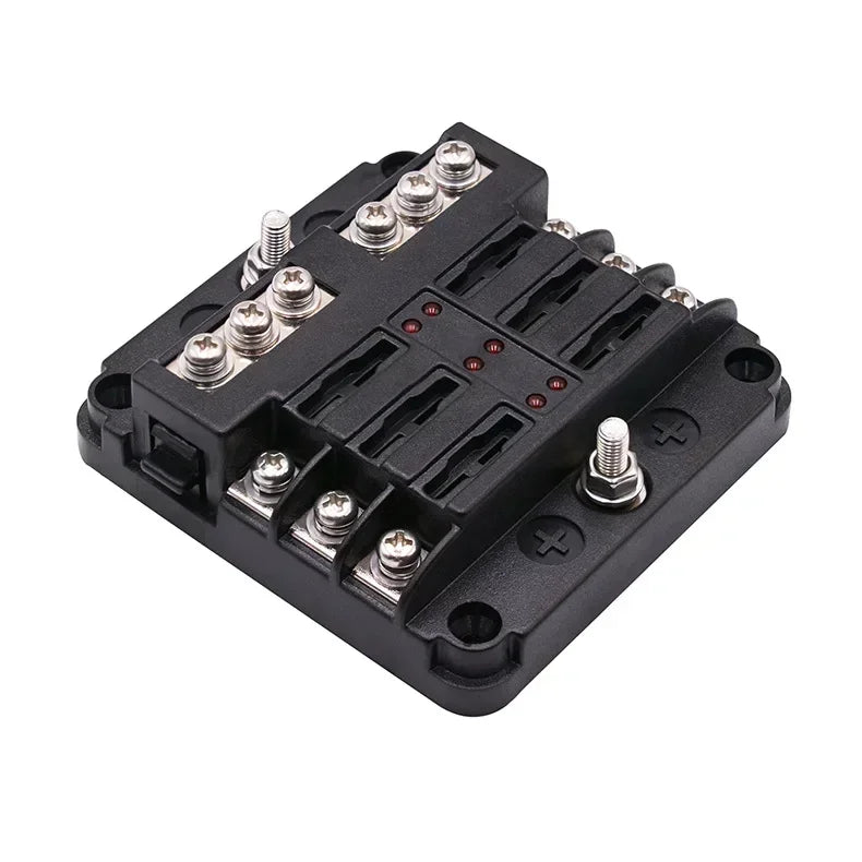 6/12 Way Blade Fuse 12-24V Car Boat Fuse Box Holder with Plastic Cover for Power Panel Board Camper RV Accessorie