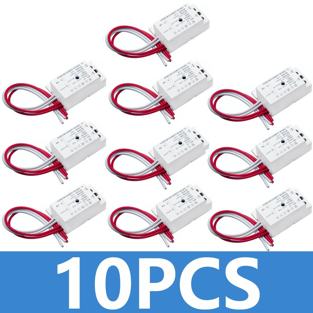 1~10PC 220V AC 50Hz Auto Infrared Sensor Switch PIR Microwave Radar Body Motion Sensor Module Adjustable For Time Distance Range