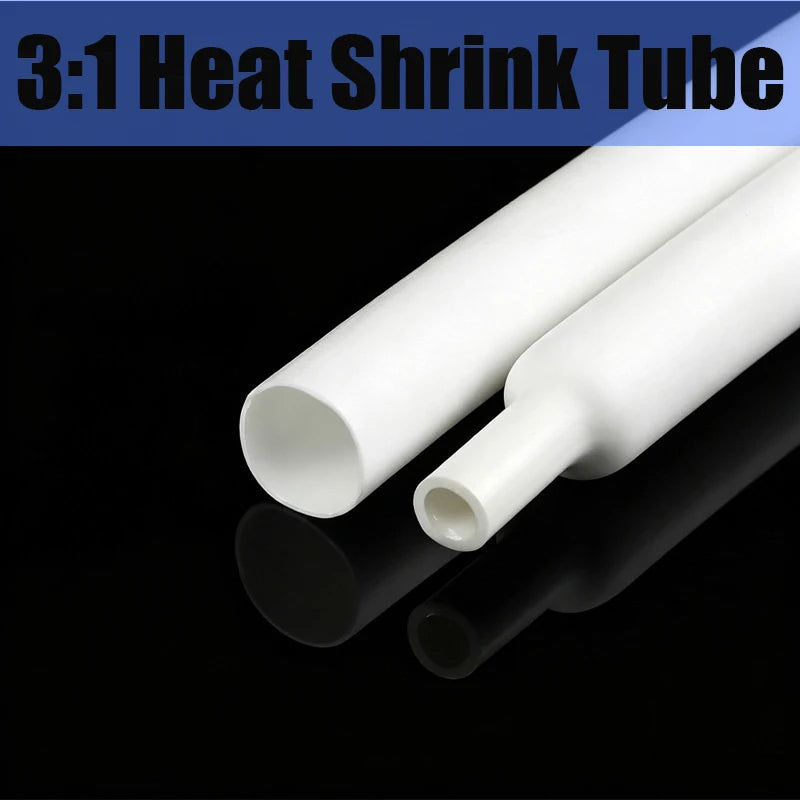 White 3/5M 3:1 Heat Shrink Tube With Glue Diameter 1.6 ~ 19.1mm Dual Wall Polyolefin Insulated Adhesive Lined Shrink Wrap Sleeve