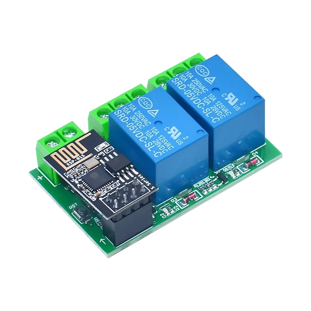 ESP8266 Dual Channel WIFI Relay Module ESP-01 DC5V With Relay Indicator and Reset Button 2 CH relay Boad Low Level Control