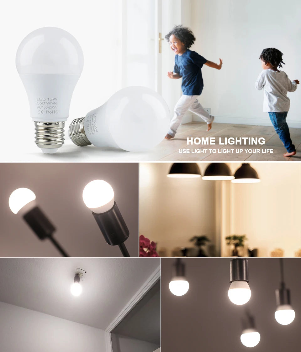 4PACK 220V LED Light Bulbs E27 Spotlights For home SMD2835 6W 9W 12W 15W 18W LED Lamp Saving Cold Warm White Bombilla Ampoule