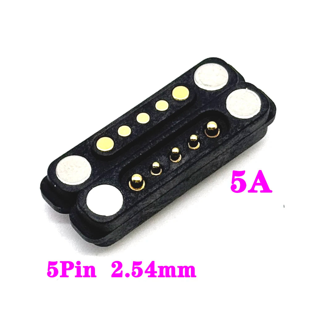 1sets DC 36V 5A Waterproof Magnetic Pogo Pin Connector 5Pin With Ears Pogopin Male Female Spring Loaded DC Power Socket