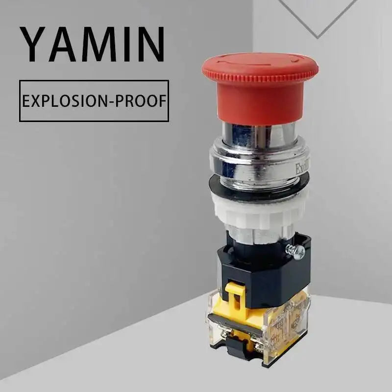 EX Emergency Stop Push Button Switch Explosion-proof Metal Aluminium Alloy Mushroom Head 4 Screws Terminals