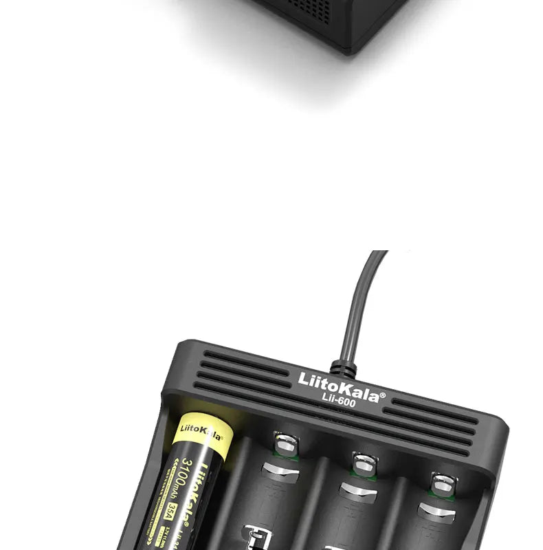 LiitoKala Lii-600 4 Bay LCD Smart Charger 3A Fast Charging 18650 21700 26650 26700 Li-ion NiMH AA AAA C Capacity Tester