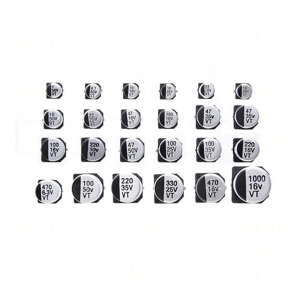 24Values 400PCS capacitor kit Aluminum Electrolytic SMD condensadores electrolíticos igmopnrq 1uF~1000uF 6.3V-50V with box kit